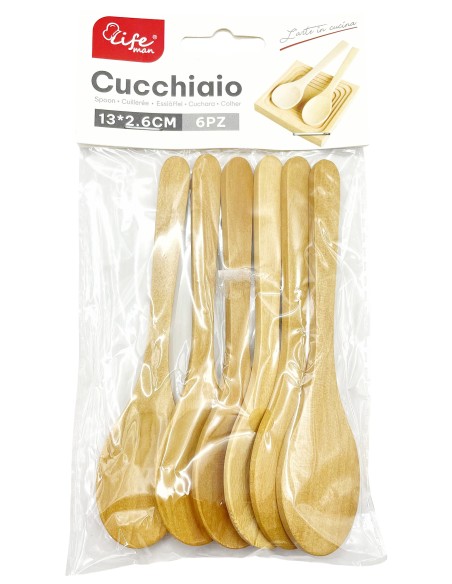 cucchiaini legno 13cm 6pz            986: tuttocasashop.it: altro - bazar
