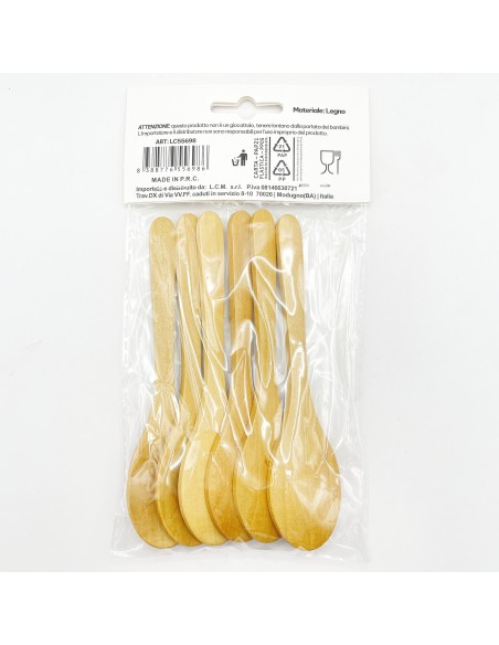 cucchiaini legno 13cm 6pz            986: tuttocasashop.it: altro - bazar