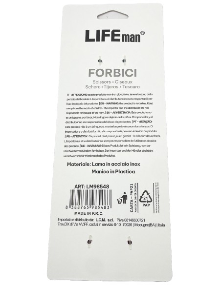 lifeman forbici resistenti ed ergonomiche - 21cm - multiuso: tuttocasashop.it: altro - bazar