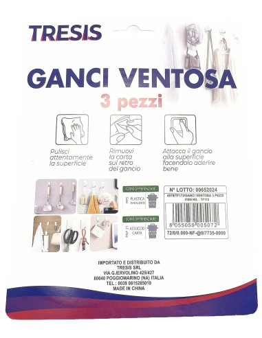 ganci ventosa 3pz                    072: tuttocasashop.it: altro - bazar