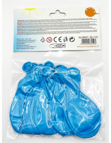 12 palloncini gonfiabili - 19x30cm - azzurro - party - feste: tuttocasashop.it: carta & monouso