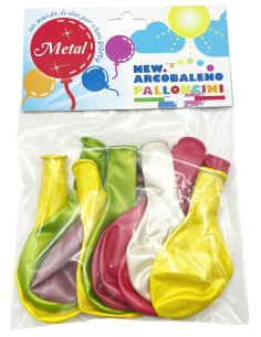 12 palloncini gonfiabili - 21x30cm - metallizzati - colori assortiti: tuttocasashop.it: carta & monouso