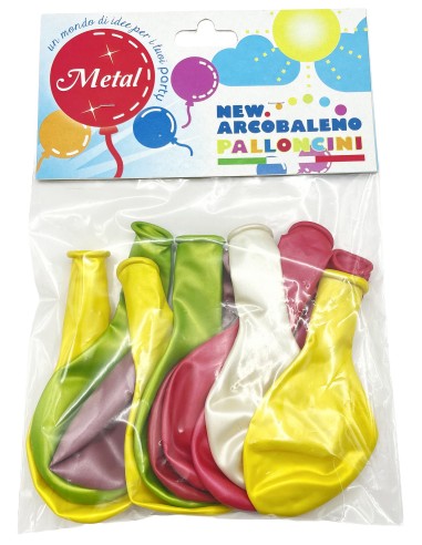 12 palloncini gonfiabili - 21x30cm - metallizzati - colori assortiti: tuttocasashop.it: carta & monouso