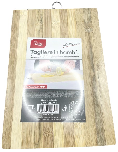 tagliere in bamboo 32x22cm - spessore 18mm - con anello cromato: tuttocasashop.it: altro - bazar
