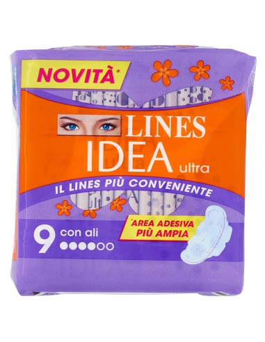 lines idea ultra assorbenti - 9 pezzi - con ali: tuttocasashop.it: igiene e cura della persona