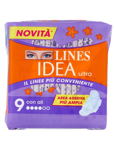 lines idea ultra assorbenti - 9 pezzi - con ali: tuttocasashop.it: igiene e cura della persona