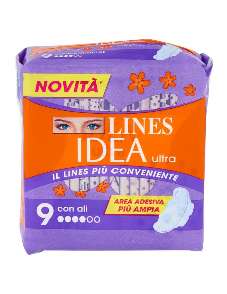 lines idea ultra assorbenti - 9 pezzi - con ali: tuttocasashop.it: igiene e cura della persona