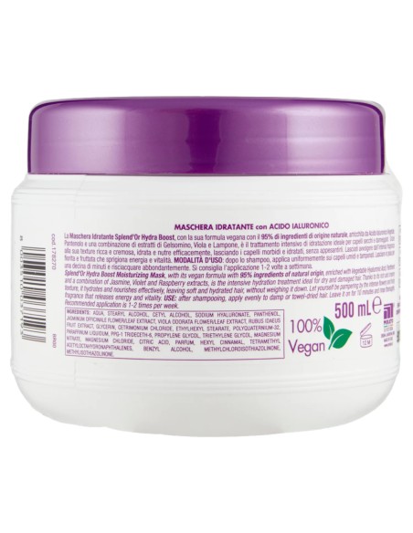 splend'or maschera per capelli 500ml idratante acido ialuronico hydra boost: tuttocasashop.it: igiene e cura della persona