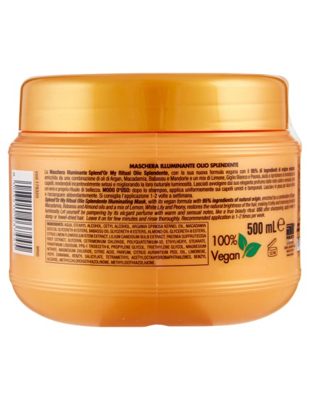 splend'or maschera per capelli 500ml - illuminante olio splendente my ritual: tuttocasashop.it: igiene e cura della persona