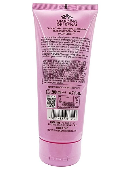 giardino dei sensi crema corpo illuminante shimmer - 200ml - sugar delight: tuttocasashop.it: igiene e cura della persona