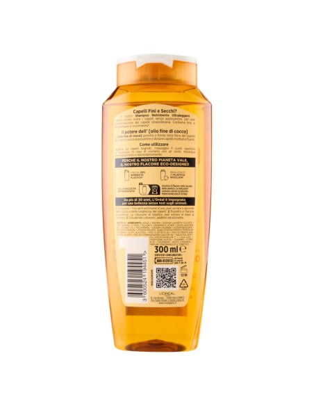 elvive l'oreal shampoo 300ml - olio straordinario di cocco - fini secchi: tuttocasashop.it: igiene e cura della persona