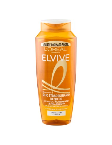 elvive l'oreal shampoo 300ml - olio straordinario di cocco - fini secchi: tuttocasashop.it: igiene e cura della persona