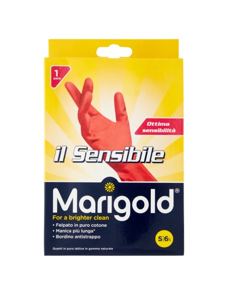 marigold il sensibile guanti felpati in gomma - taglia s piccola 6.5: tuttocasashop.it: pulizia e cura della casa
