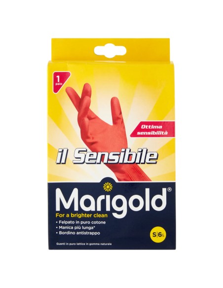marigold il sensibile guanti felpati in gomma - taglia s piccola 6.5: tuttocasashop.it: pulizia e cura della casa
