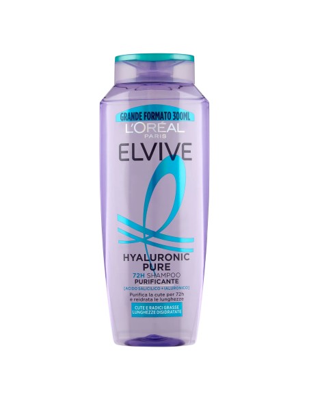 elvive l'oreal shampoo 300ml - hyaloronic pure - 72h purificante - grassi: tuttocasashop.it: igiene e cura della persona