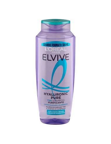 elvive l'oreal shampoo 300ml - hyaloronic pure - 72h purificante - grassi: tuttocasashop.it: igiene e cura della persona