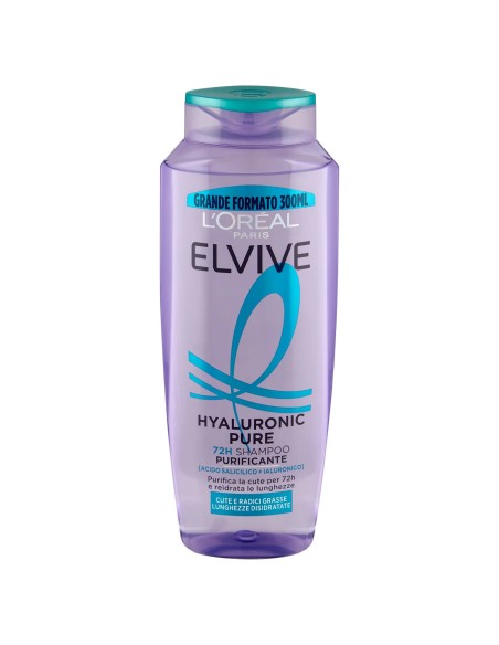 elvive l'oreal shampoo 300ml - hyaloronic pure - 72h purificante - grassi: tuttocasashop.it: igiene e cura della persona
