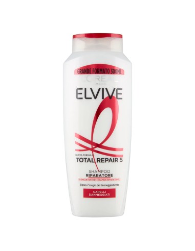 elvive l'oreal shampoo 300ml - total repair 5 riparatore capelli danneggiati: tuttocasashop.it: igiene e cura della persona