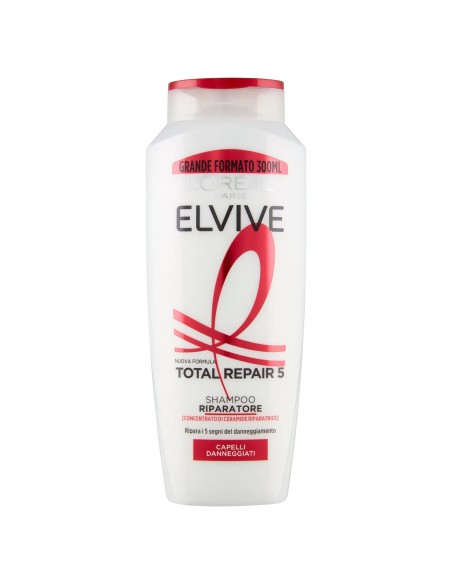 elvive l'oreal shampoo 300ml - total repair 5 riparatore capelli danneggiati: tuttocasashop.it: igiene e cura della persona