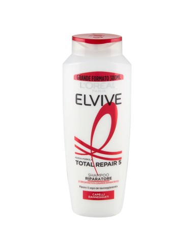 elvive l'oreal shampoo 300ml - total repair 5 riparatore capelli danneggiati: tuttocasashop.it: igiene e cura della persona