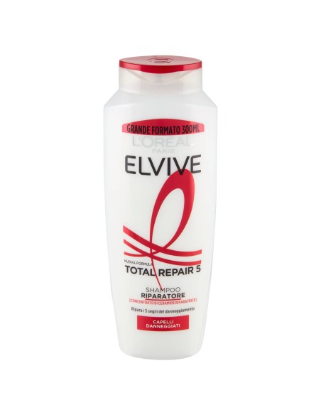 elvive l'oreal shampoo 300ml - total repair 5 riparatore capelli danneggiati: tuttocasashop.it: igiene e cura della persona