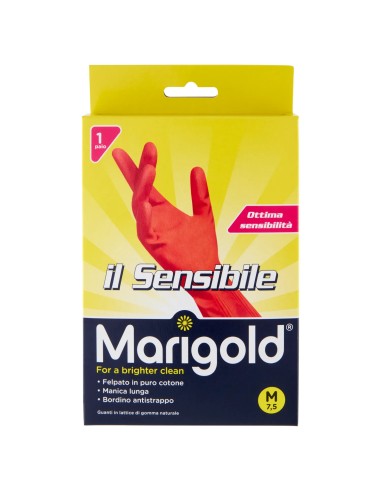 marigold il sensibile guanti felpati in gomma - taglia m media 7.5: tuttocasashop.it: pulizia e cura della casa