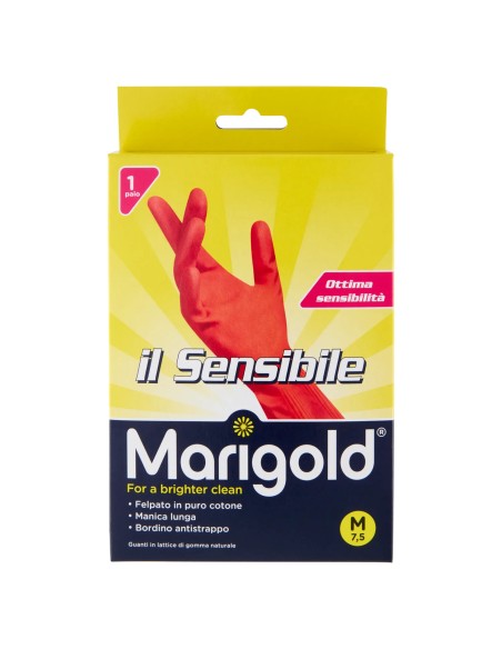 marigold il sensibile guanti felpati in gomma - taglia m media 7.5: tuttocasashop.it: pulizia e cura della casa