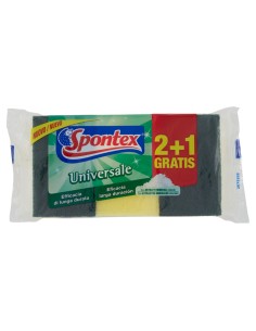 spontex universale spugne con abrasivo - 3 pezzi (2+1) - lunga durata: tuttocasashop.it: pulizia e cura della casa