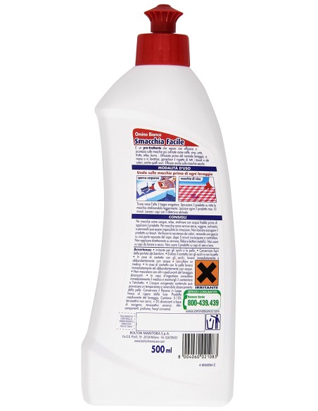omino bianco smacchiafacile - 500ml - smacchiatore pretattante per bucato: tuttocasashop.it: prodotti per bucato e tessuti