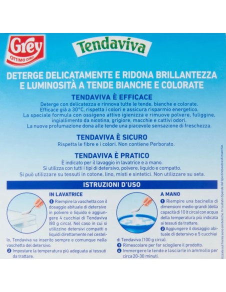 tendaviva grey additivo in polvere 500g - ravviva e rinnova i tendaggi: tuttocasashop.it: prodotti per bucato e tessuti