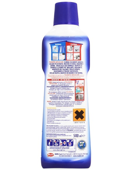 pulirapid detergente anticalcare liquido - 500ml - classico: tuttocasashop.it: pulizia e cura della casa