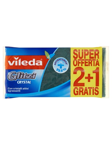 vileda glitzi crystal spugne con abrasivo - 3 pezzi - +antibatterico: tuttocasashop.it: pulizia e cura della casa