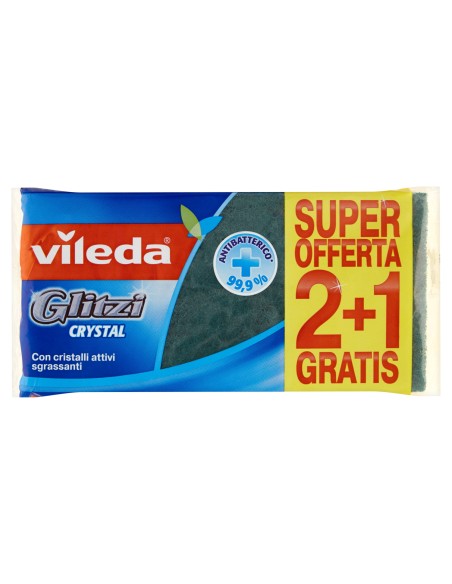 vileda glitzi crystal spugne con abrasivo - 3 pezzi - +antibatterico: tuttocasashop.it: pulizia e cura della casa