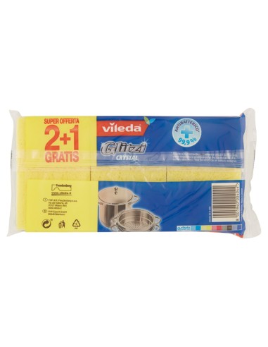 vileda glitzi crystal spugne con abrasivo - 3 pezzi - +antibatterico: tuttocasashop.it: pulizia e cura della casa