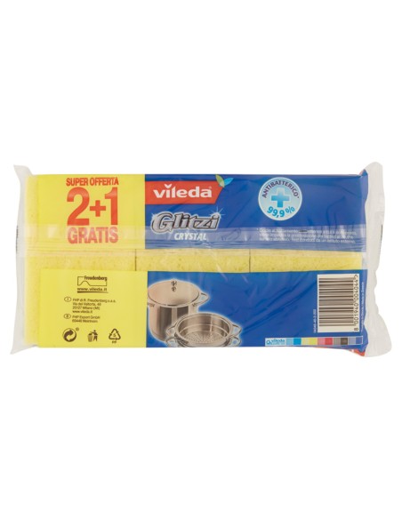 vileda glitzi crystal spugne con abrasivo - 3 pezzi - +antibatterico: tuttocasashop.it: pulizia e cura della casa