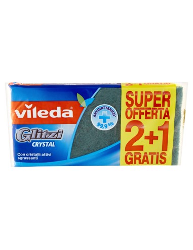 vileda glitzi crystal spugne con abrasivo - 3 pezzi - +antibatterico: tuttocasashop.it: pulizia e cura della casa
