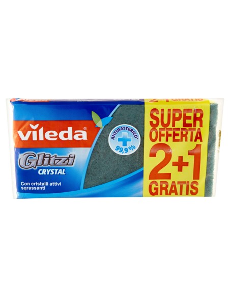 vileda glitzi crystal spugne con abrasivo - 3 pezzi - +antibatterico: tuttocasashop.it: pulizia e cura della casa