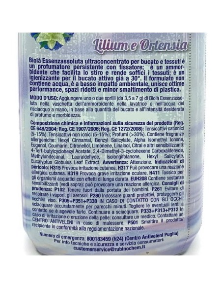 biola' essenzassoluta ammorbidente igienizzante - 300ml - lilium&ortensia: tuttocasashop.it: prodotti per bucato e tessuti