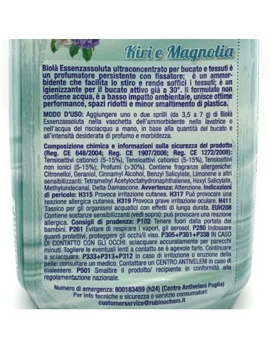 biola' essenzassoluta ammorbidente igienizzante - 300ml - kiri&magnolia: tuttocasashop.it: prodotti per bucato e tessuti