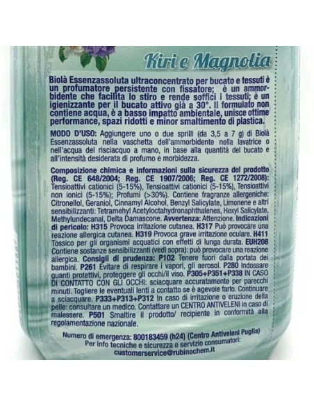 biola' essenzassoluta ammorbidente igienizzante - 300ml - kiri&magnolia: tuttocasashop.it: prodotti per bucato e tessuti