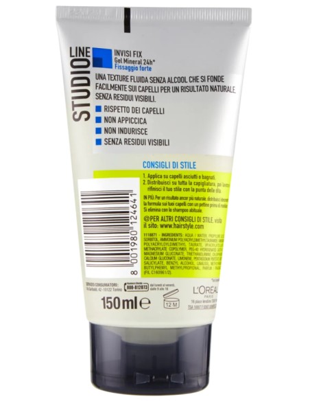 studio line gel per capelli - 150ml - n.6 - invisi fix forte mineral 24h: tuttocasashop.it: igiene e cura della persona