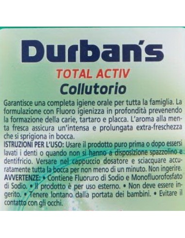 durbans collutorio per igiene dentale 500ml - active - menta piperita: tuttocasashop.it: igiene e cura della persona
