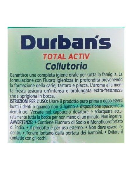durbans collutorio per igiene dentale 500ml - active - menta piperita: tuttocasashop.it: igiene e cura della persona