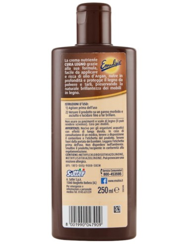 emulsio cura legno crema nutriente 250ml - con olio d'argan - nutre protegge: tuttocasashop.it: pulizia e cura della casa