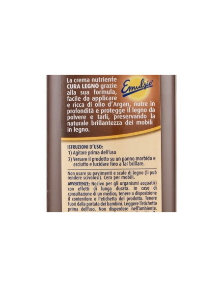 emulsio cura legno crema nutriente 250ml - con olio d'argan - nutre protegge: tuttocasashop.it: pulizia e cura della casa