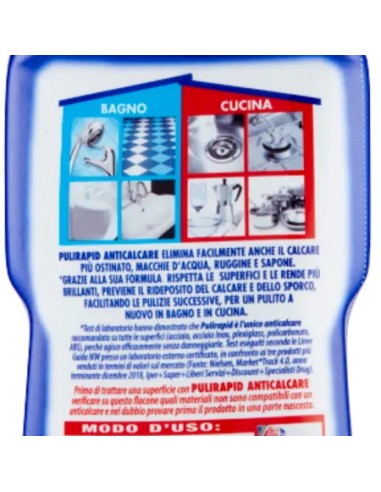 pulirapid detergente anticalcare liquido - 750ml - classico: tuttocasashop.it: pulizia e cura della casa