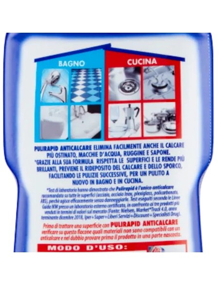 pulirapid detergente anticalcare liquido - 750ml - classico: tuttocasashop.it: pulizia e cura della casa