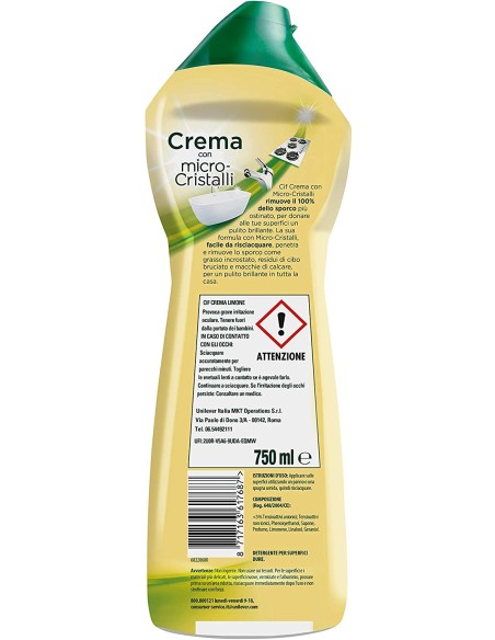 cif crema detergente cremoso - 750ml - limone: tuttocasashop.it: pulizia e cura della casa