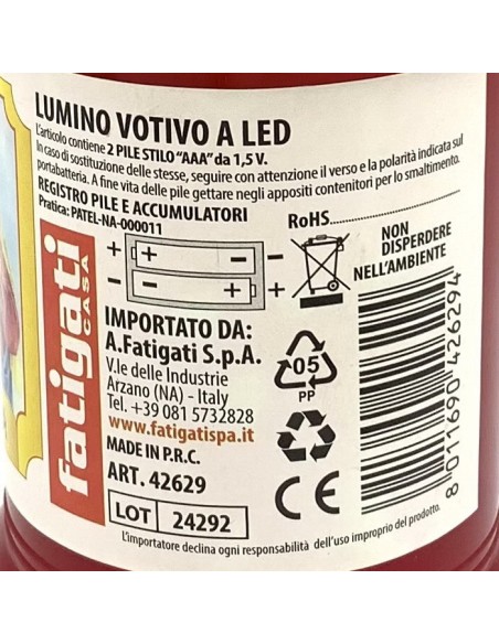 fatigati lumino votivo a led - con pile incluse: tuttocasashop.it: pulizia e cura della casa