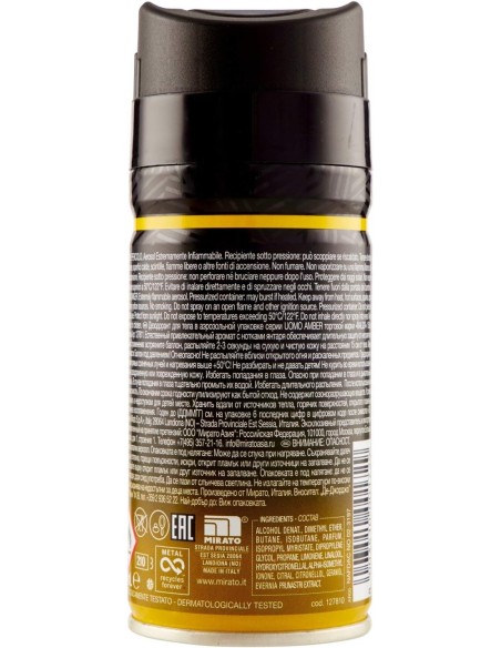 malizia uomo deodorante spray - 150ml - amber: tuttocasashop.it: igiene e cura della persona